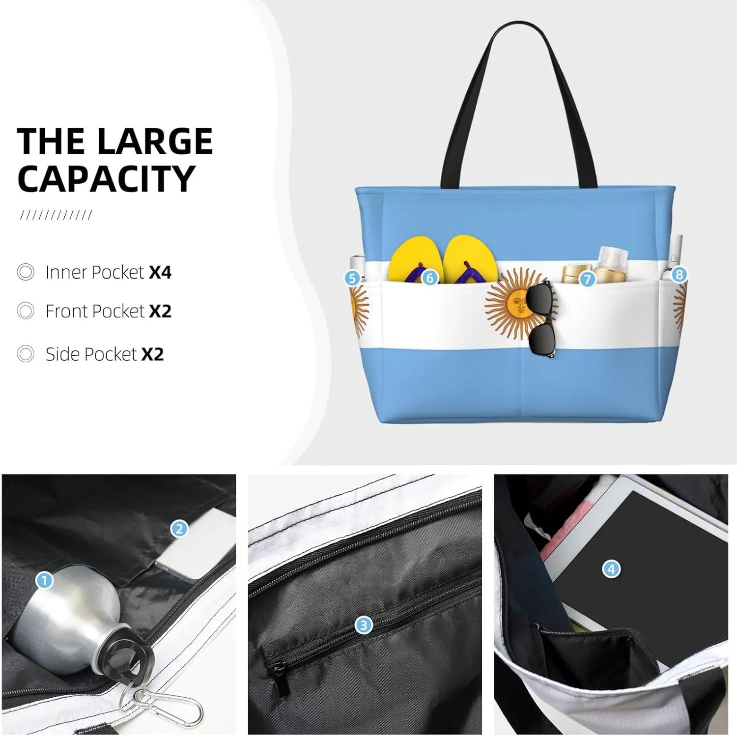 Colombia American Flag Women Large Beach Bag Travel Weekender Foldable Tote Bag for Pool Beach Vacation Gym
