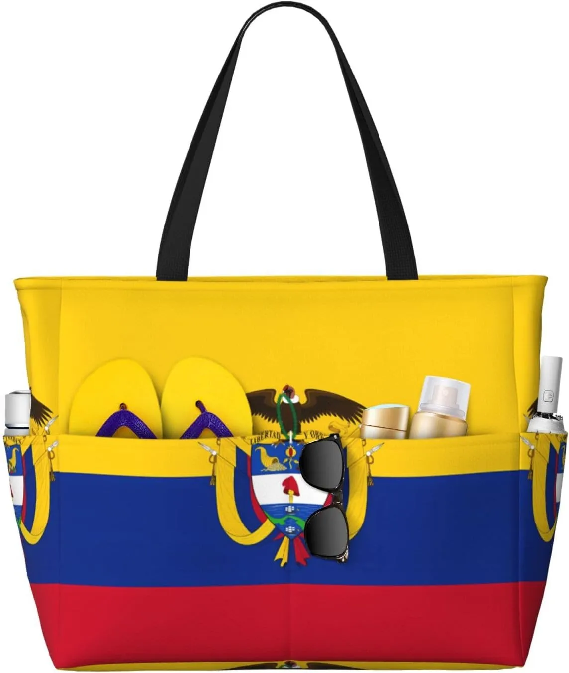 Colombia American Flag Women Large Beach Bag Travel Weekender Foldable Tote Bag for Pool Beach Vacation Gym