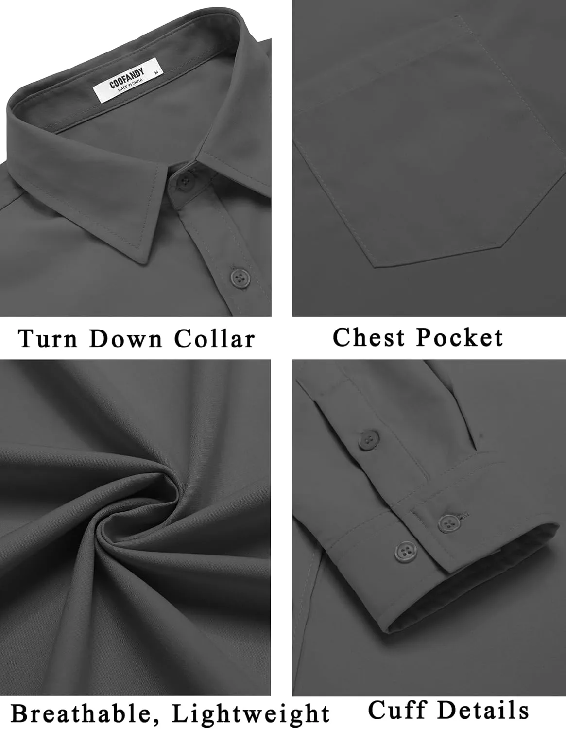 COOFANDY Men's Button Down Long Sleeve Shirt Casual Untucked Dress Shirt Regular Fit Wedding Shirts