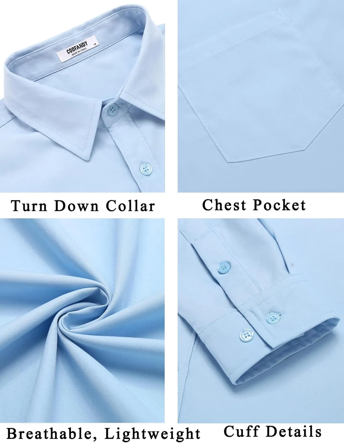 COOFANDY Men's Button Down Long Sleeve Shirt Casual Untucked Dress Shirt Regular Fit Wedding Shirts