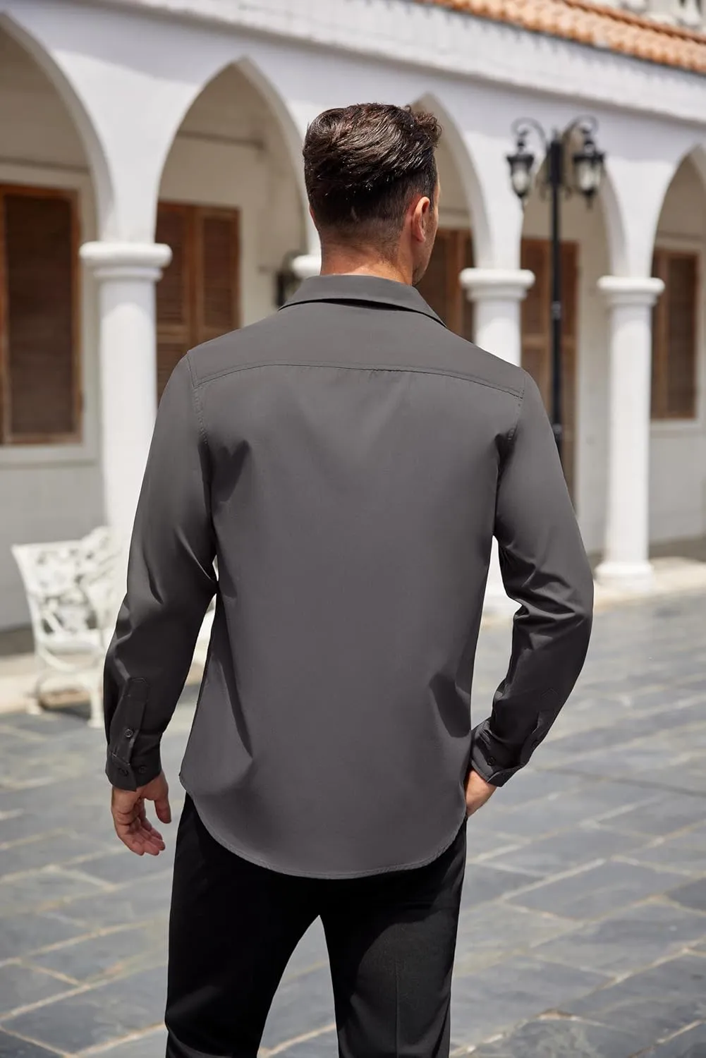 COOFANDY Men's Button Down Long Sleeve Shirt Casual Untucked Dress Shirt Regular Fit Wedding Shirts