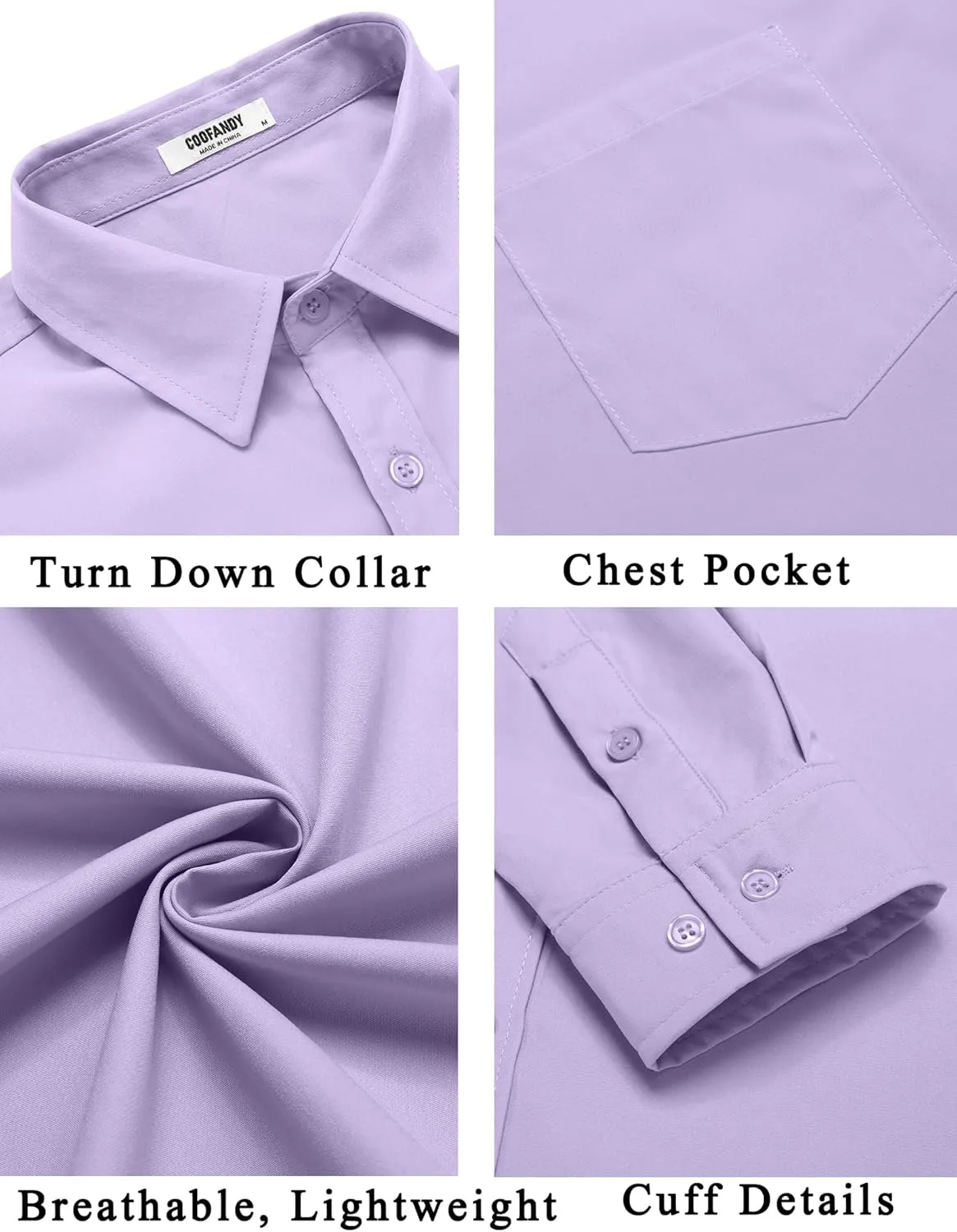 COOFANDY Men's Button Down Long Sleeve Shirt Casual Untucked Dress Shirt Regular Fit Wedding Shirts