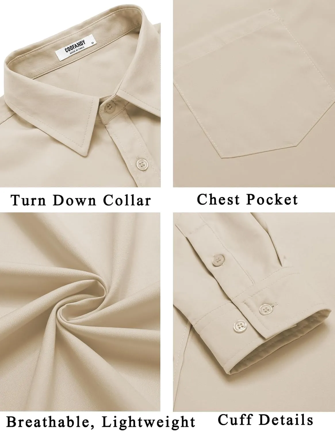 COOFANDY Men's Button Down Long Sleeve Shirt Casual Untucked Dress Shirt Regular Fit Wedding Shirts