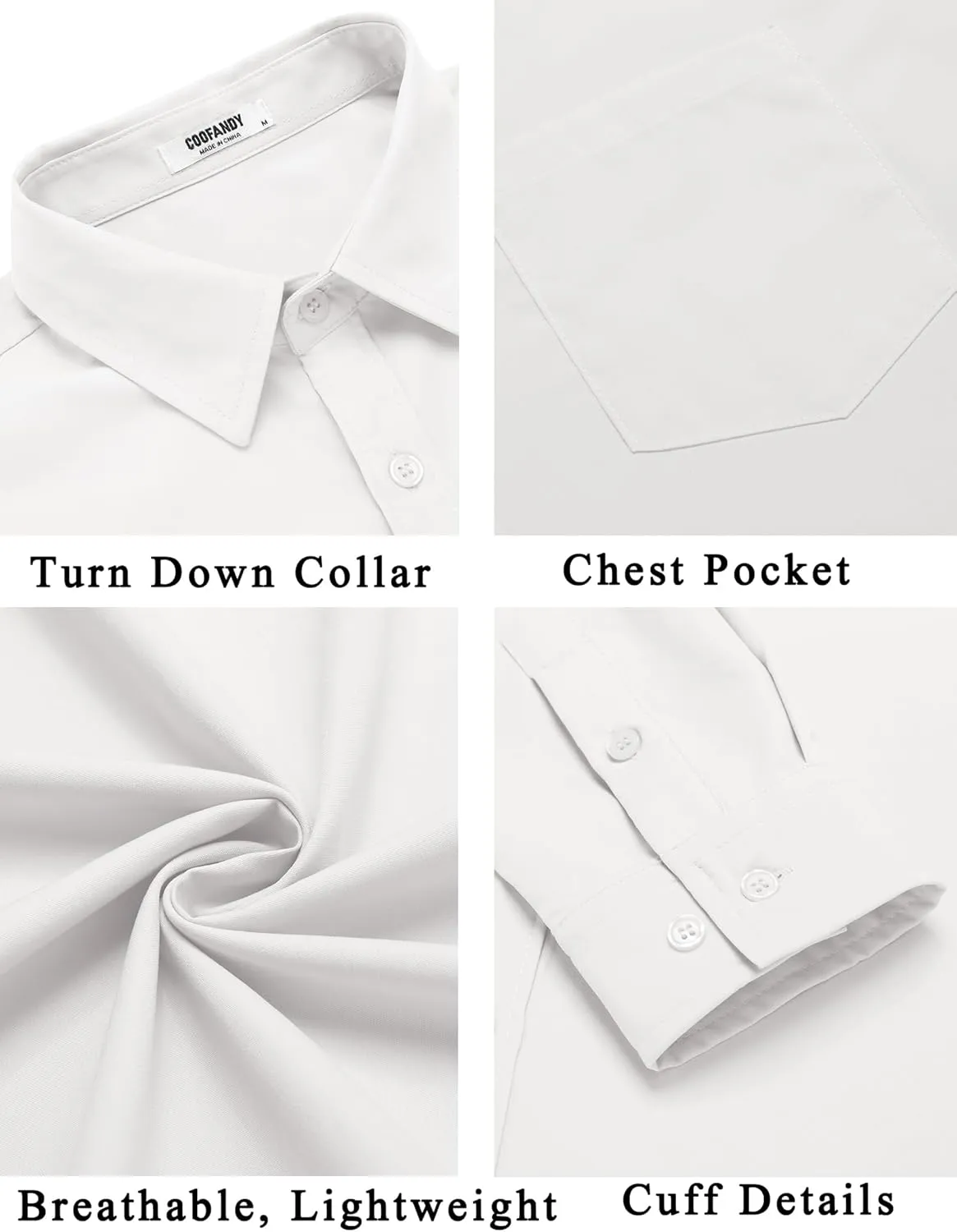 COOFANDY Men's Button Down Long Sleeve Shirt Casual Untucked Dress Shirt Regular Fit Wedding Shirts