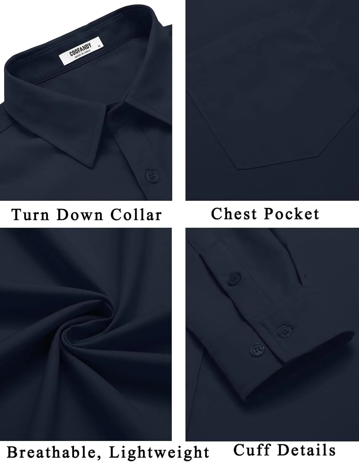 COOFANDY Men's Button Down Long Sleeve Shirt Casual Untucked Dress Shirt Regular Fit Wedding Shirts