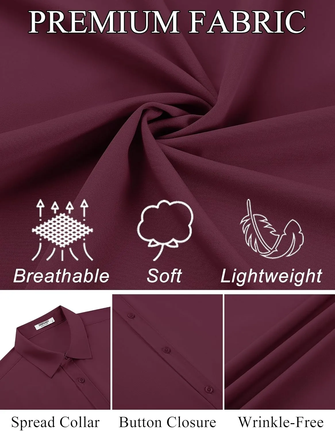COOFANDY Mens Dress Shirts Button Down Short Sleeve Shirt Summer Shirts Business Casual Wedding Shirt