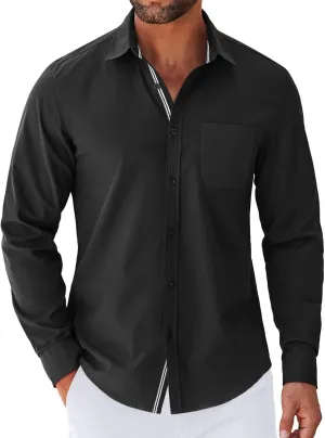 COOFANDY Men's Long Sleeve Casual Button Down Shirts Untucked Shirts for Men Regular Fit Dress Shirt