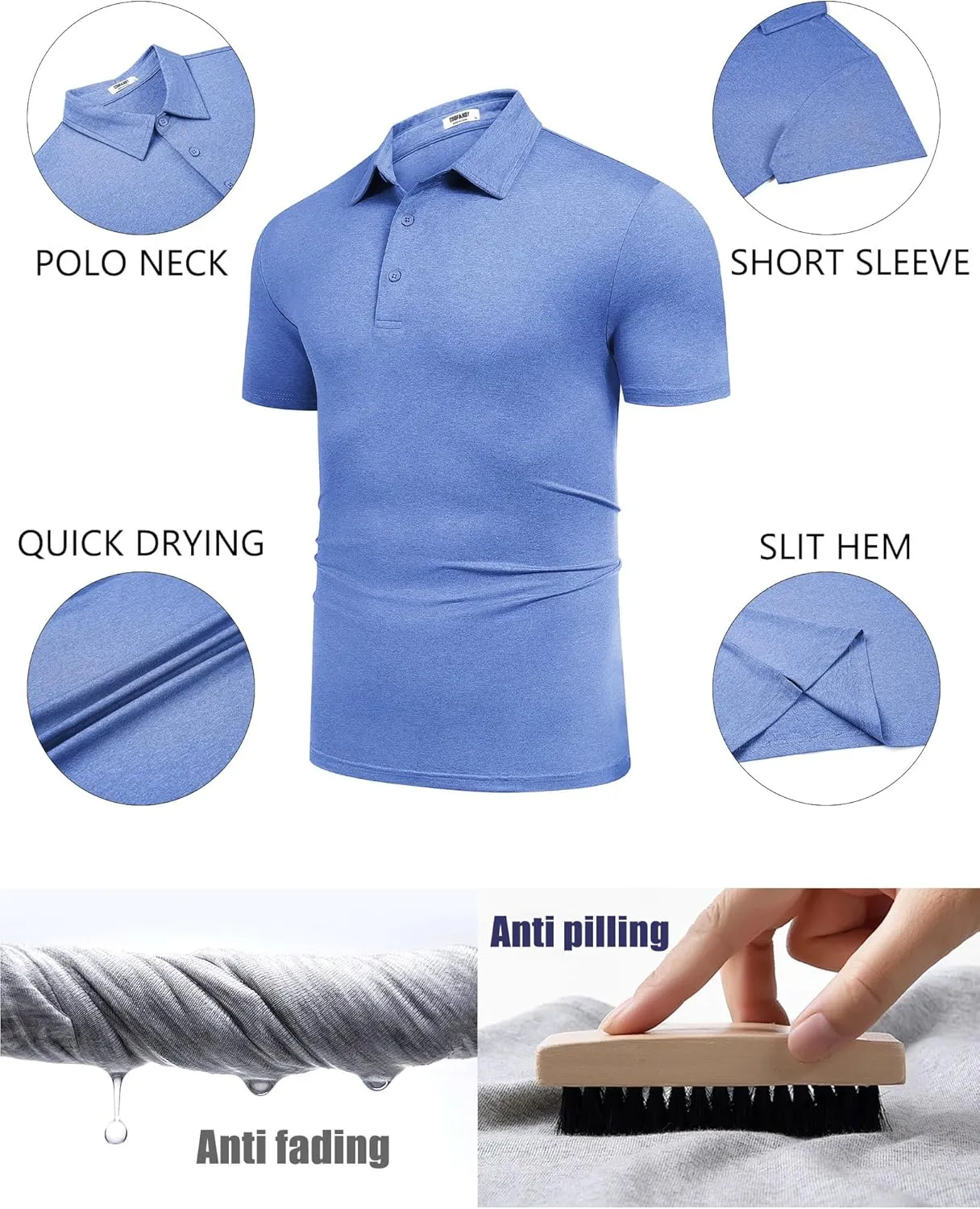 COOFANDY Men's Polo Shirt Golf Dry Fit Performance Short Sleeve Moisture Wicking Athletic Polo Collared Tennis T-Shirt