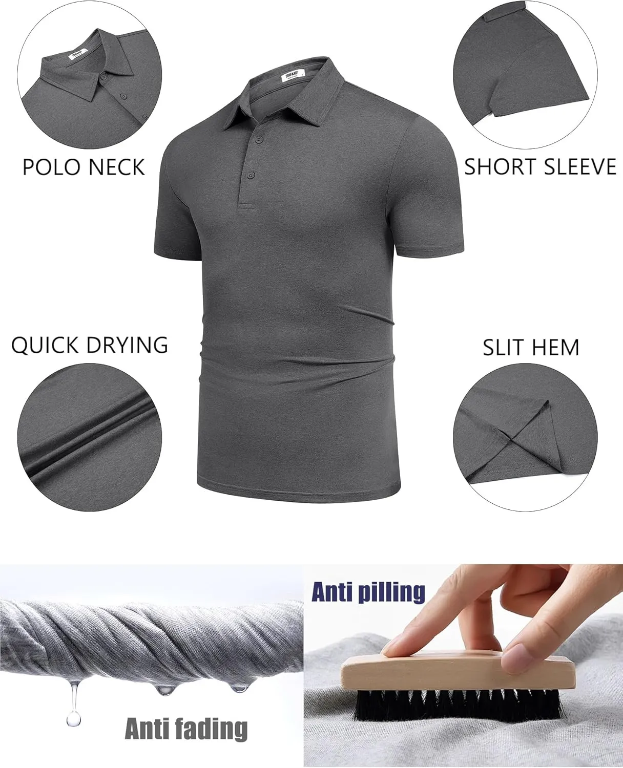 COOFANDY Men's Polo Shirt Golf Dry Fit Performance Short Sleeve Moisture Wicking Athletic Polo Collared Tennis T-Shirt