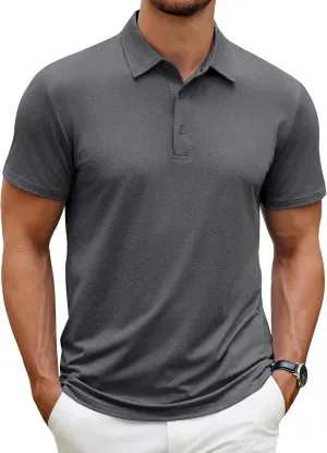 COOFANDY Men's Polo Shirt Golf Dry Fit Performance Short Sleeve Moisture Wicking Athletic Polo Collared Tennis T-Shirt