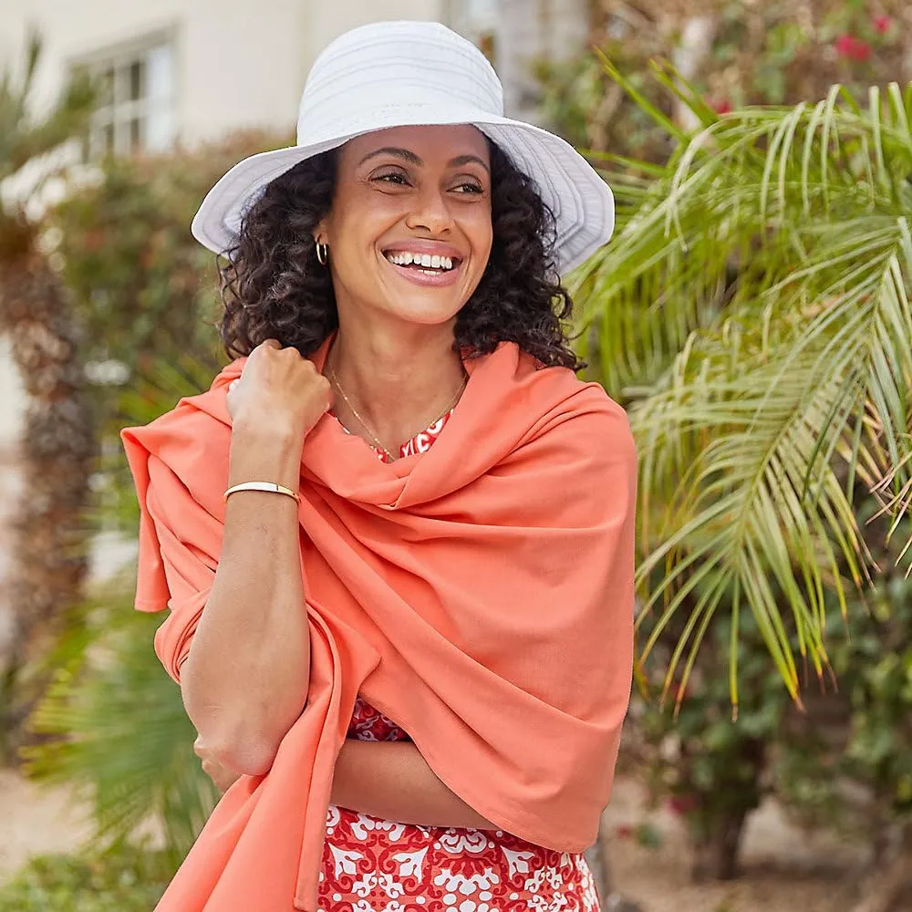 Coolibar UPF 50  Women's Sanibel Everyday Beach Shawl, Tulip Pink, OS, Solid - Sun Protective