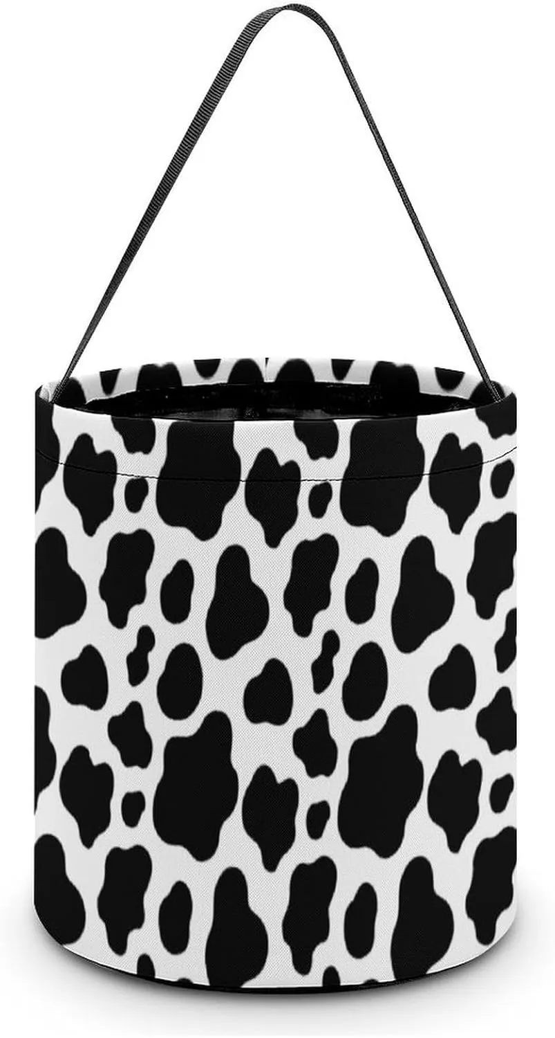 Cow Pattern Funny Easter Egg Bags Trick-o-r-Treat Tote Bag Reusable Bucket Storage Basket Handbag Party Novelty
