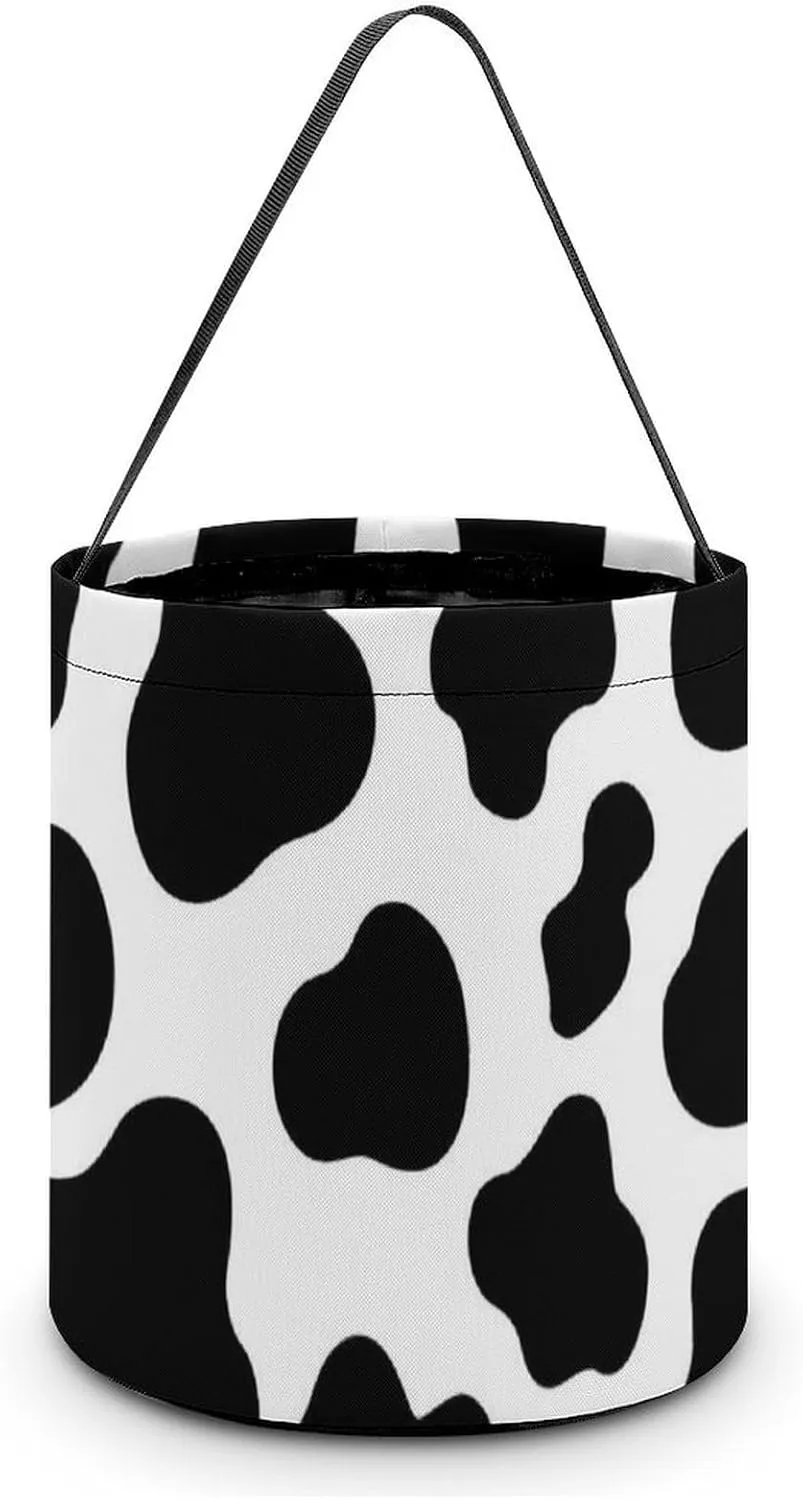 Cow Pattern Funny Easter Egg Bags Trick-o-r-Treat Tote Bag Reusable Bucket Storage Basket Handbag Party Novelty