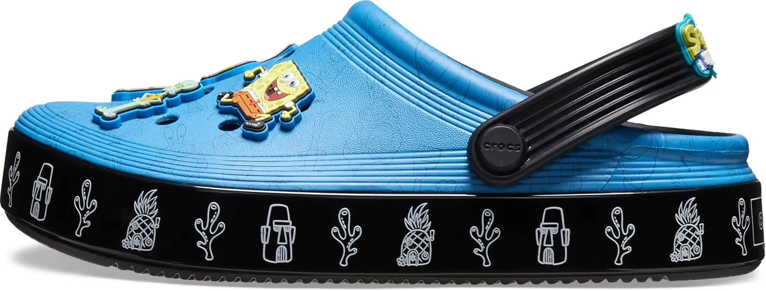 Crocs Unisex-Child Spongebob Squarepants Off Court Clogs (Little Big Kid) Multi ClgK Black