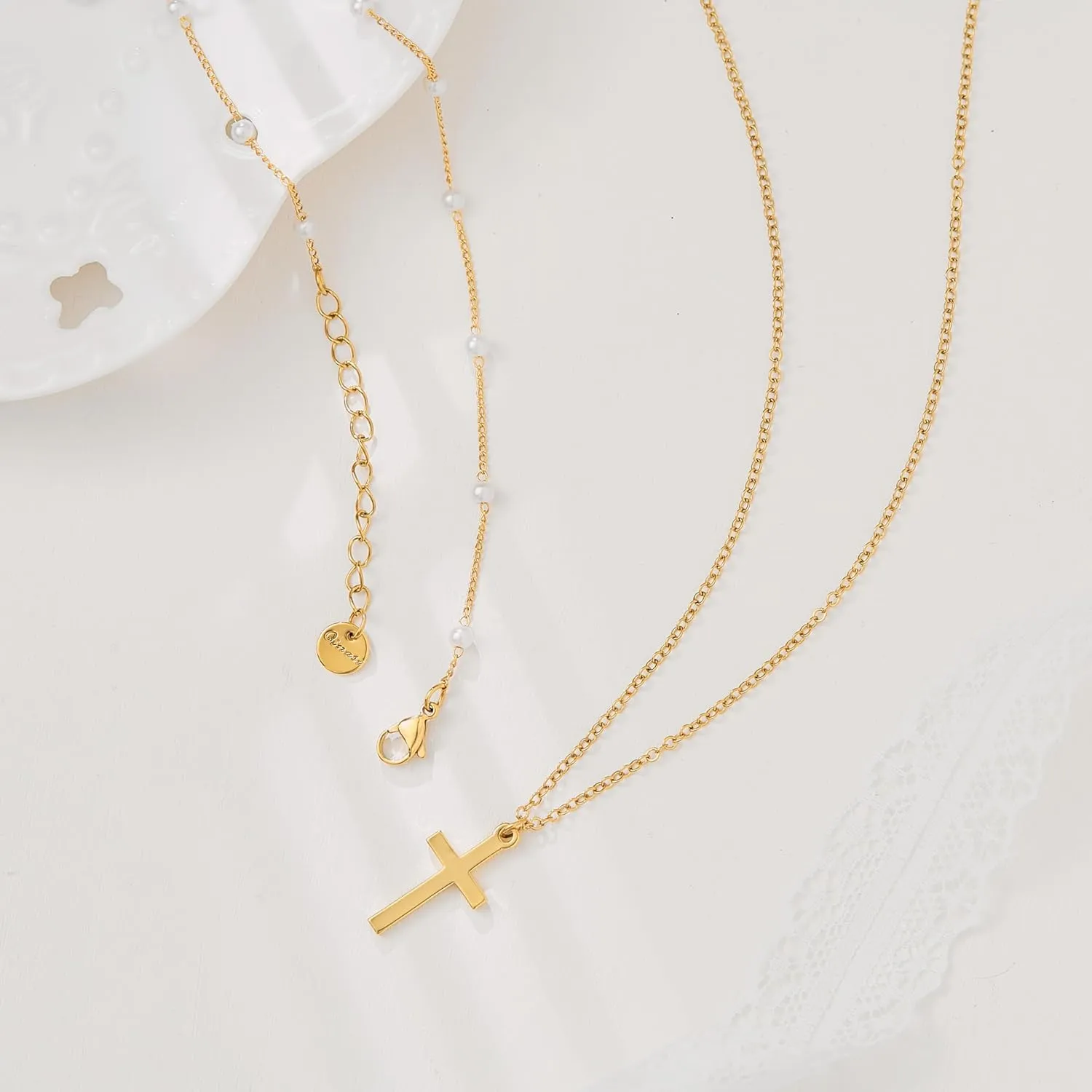 Cross Necklace for Women 14K Dainty Gold Cross Necklace for Women Pendant Choker Necklace Cross Chain Jewelry Layered Necklaces Cute Necklaces for Women