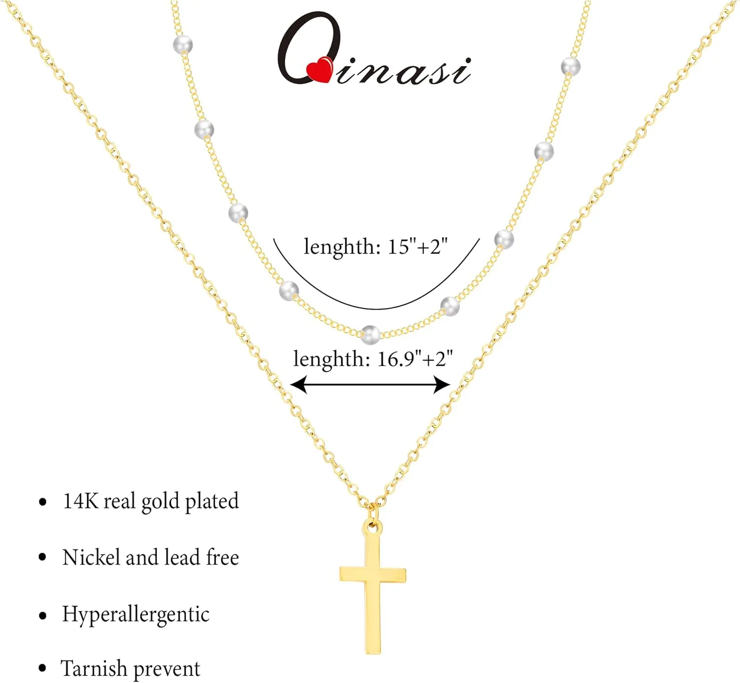 Cross Necklace for Women 14K Dainty Gold Cross Necklace for Women Pendant Choker Necklace Cross Chain Jewelry Layered Necklaces Cute Necklaces for Women