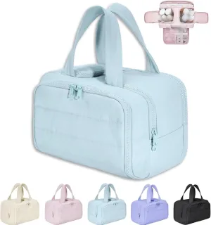 Cureaway Travel Bag, Cureaway Toiletry Bag, Large Capacity Wide-Open Travel Cosmetic Bags, 4-in-1 Puffy Multi-functional Toiletry Bags for Women (Blue,one size)