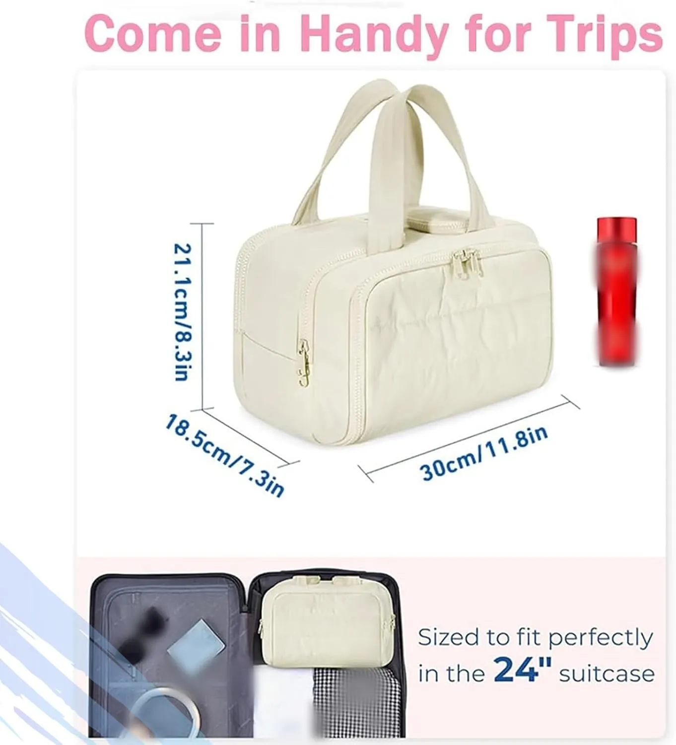 Cureaway Travel Bag, Cureaway Toiletry Bag, Large Capacity Wide-Open Travel Cosmetic Bags, 4-in-1 Puffy Multi-functional Toiletry Bags for Women (Blue,one size)