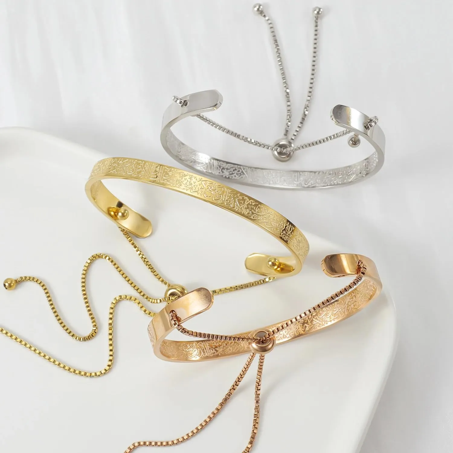Dainty Gold Bracelets for Women Trendy Bangle Bracelets Non Tarnish Gold Bangle Bracelet For Women Boho Cuff Bracelet Adjustable Slider Chain Bracelet Jewelry Gift for Women Girls