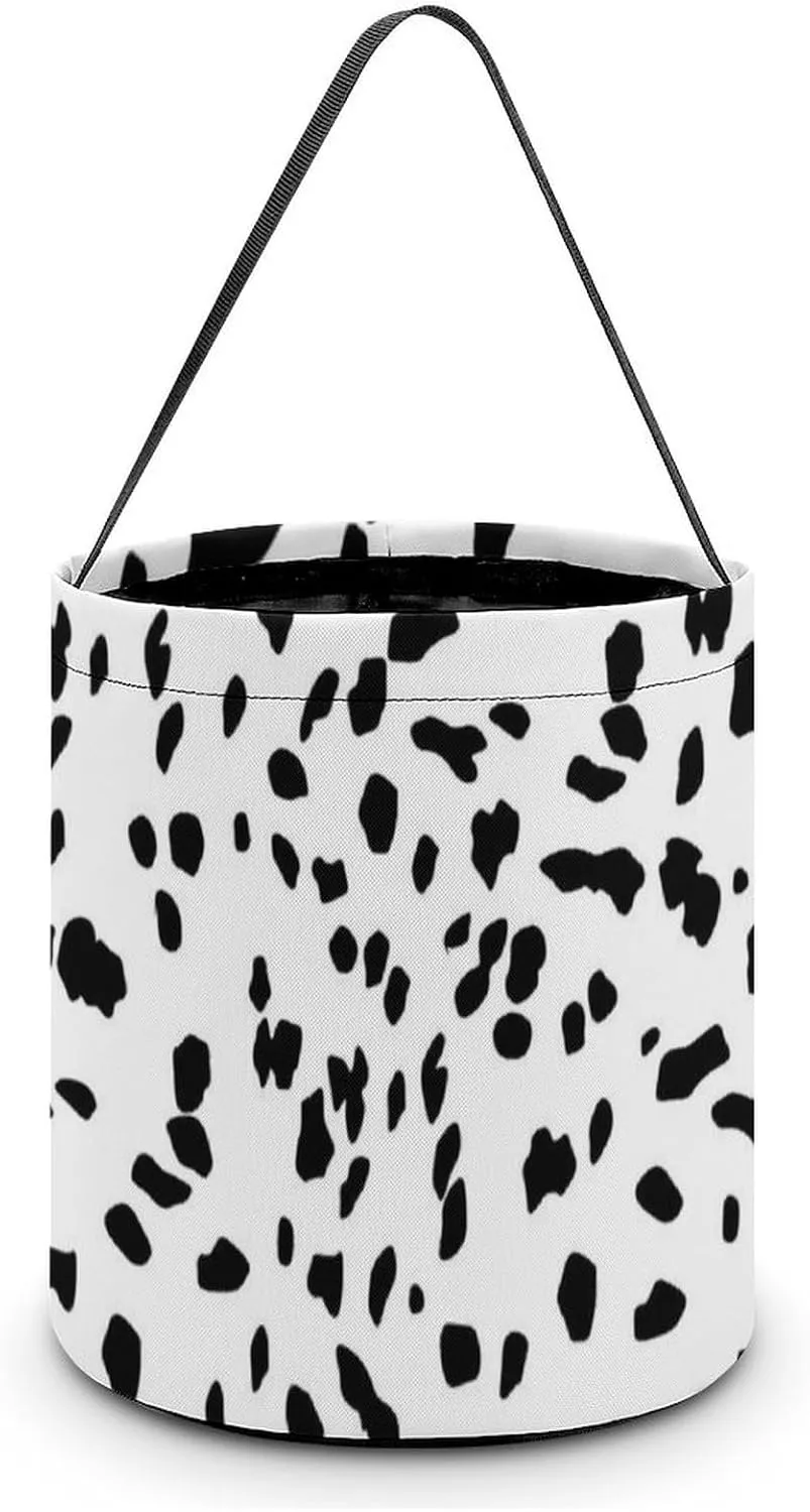 Dalmatian Pattern Funny Easter Egg Bags Trick-o-r-Treat Tote Bag Reusable Bucket Storage Basket Handbag Party Novelty