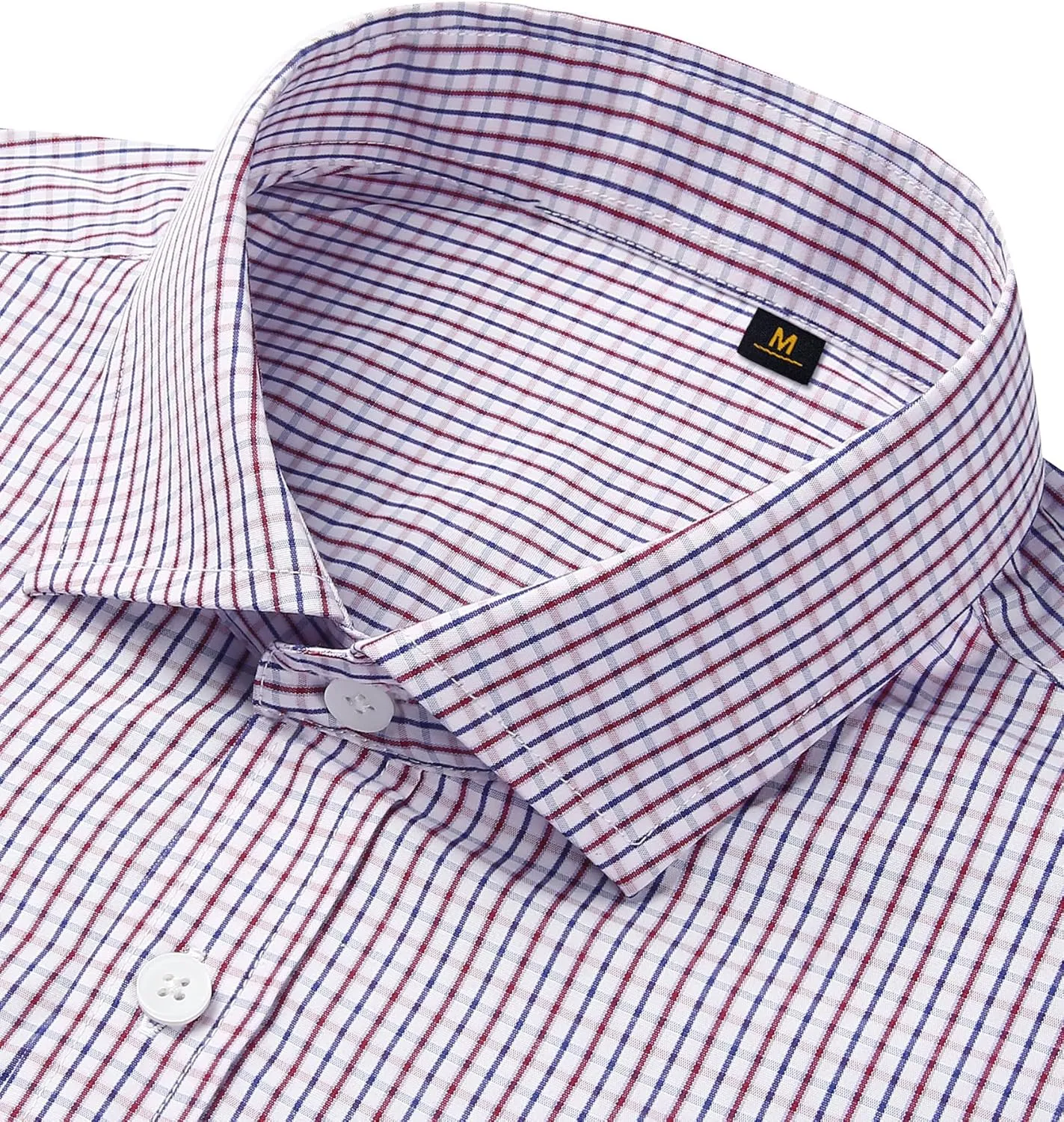 DEMEANOR Men's Button Down Shirts Plaid Dress Shirts Wrinkle Free Business Casual Long Sleeve Regular Fit Shirt