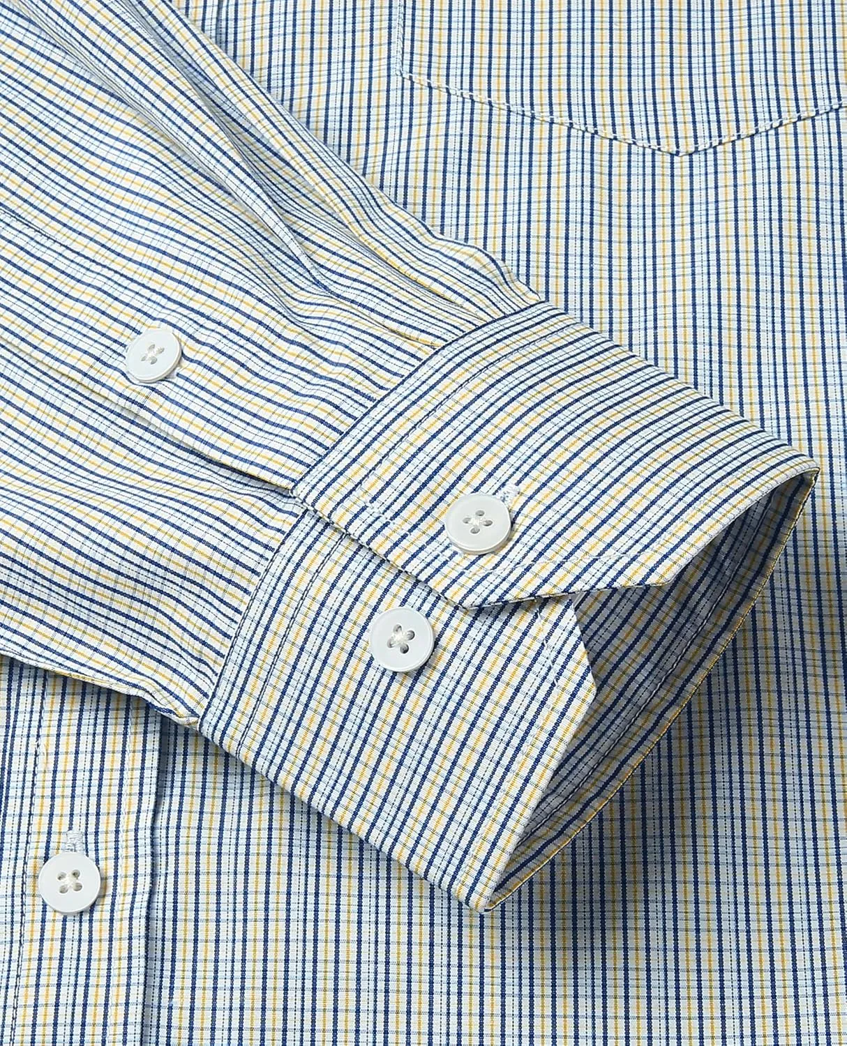 DEMEANOR Men's Button Down Shirts Plaid Dress Shirts Wrinkle Free Business Casual Long Sleeve Regular Fit Shirt
