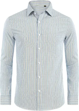 DEMEANOR Men's Button Down Shirts Plaid Dress Shirts Wrinkle Free Business Casual Long Sleeve Regular Fit Shirt
