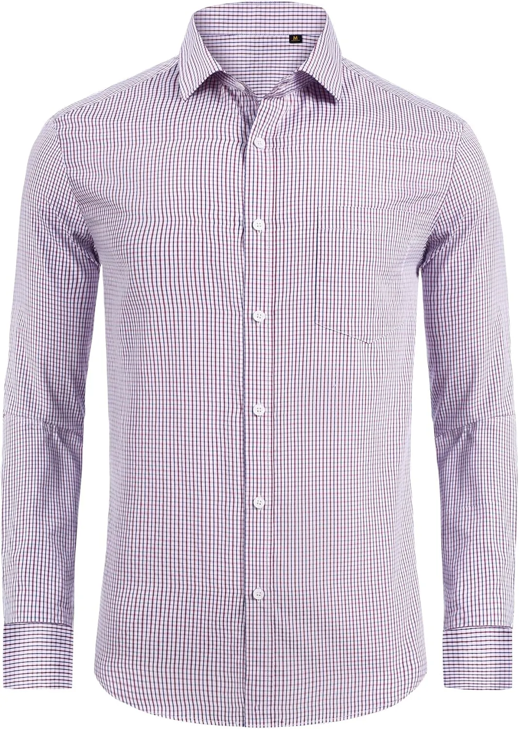 DEMEANOR Men's Button Down Shirts Plaid Dress Shirts Wrinkle Free Business Casual Long Sleeve Regular Fit Shirt