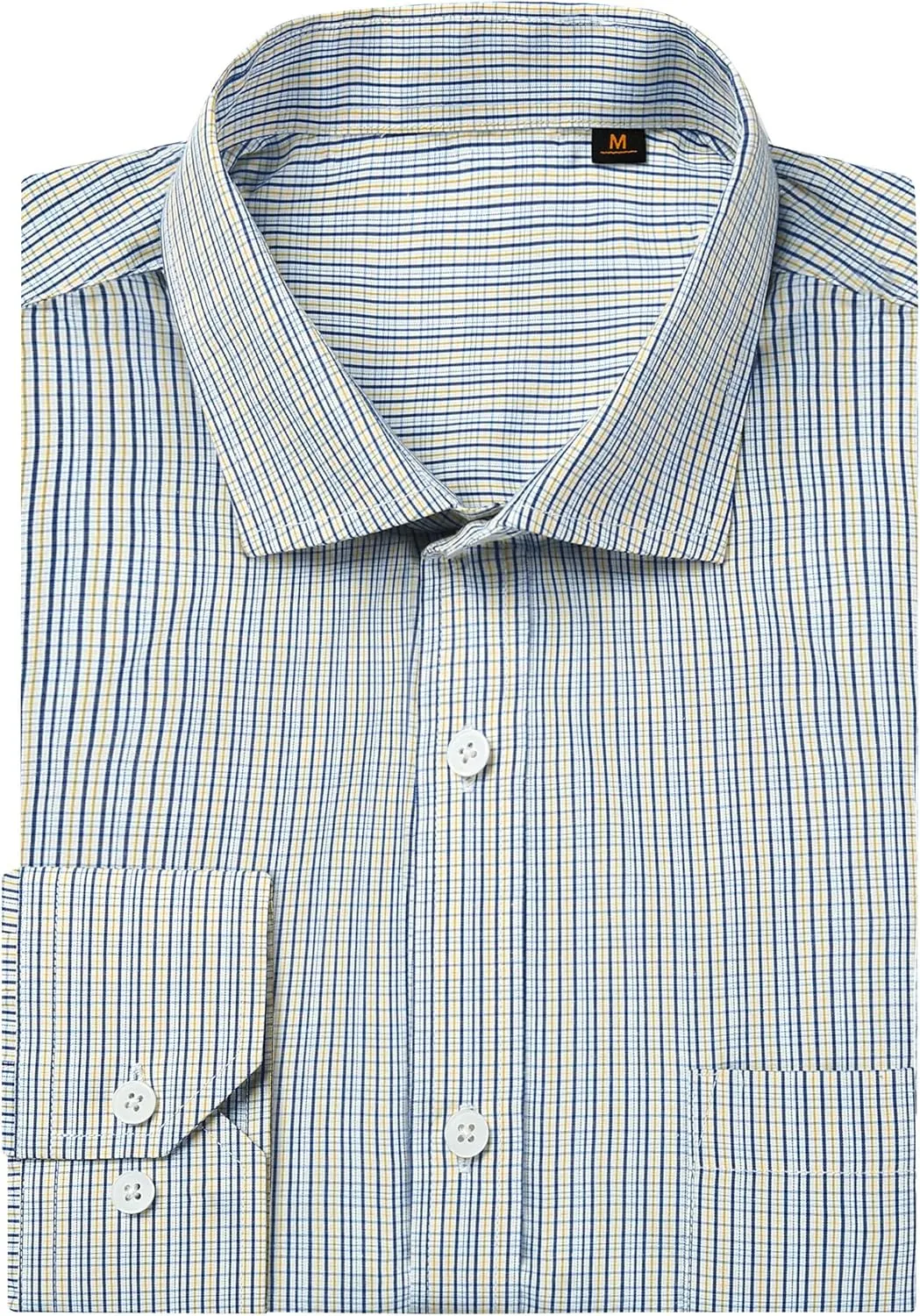 DEMEANOR Men's Button Down Shirts Plaid Dress Shirts Wrinkle Free Business Casual Long Sleeve Regular Fit Shirt
