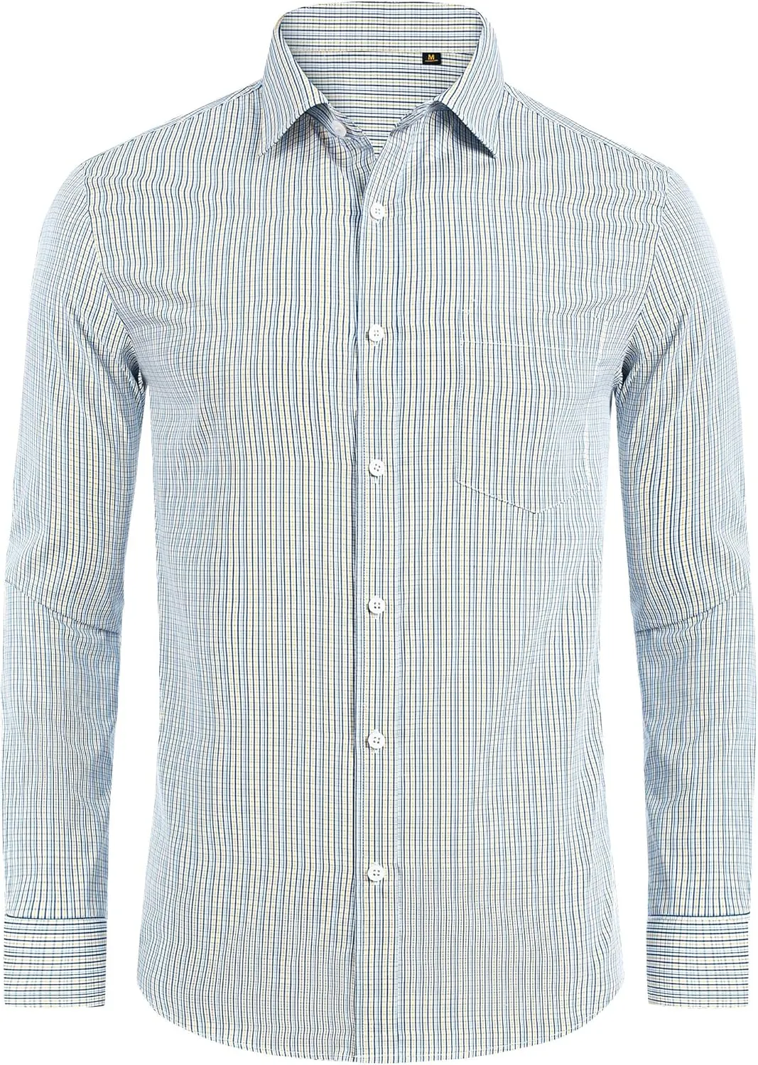 DEMEANOR Men's Button Down Shirts Plaid Dress Shirts Wrinkle Free Business Casual Long Sleeve Regular Fit Shirt