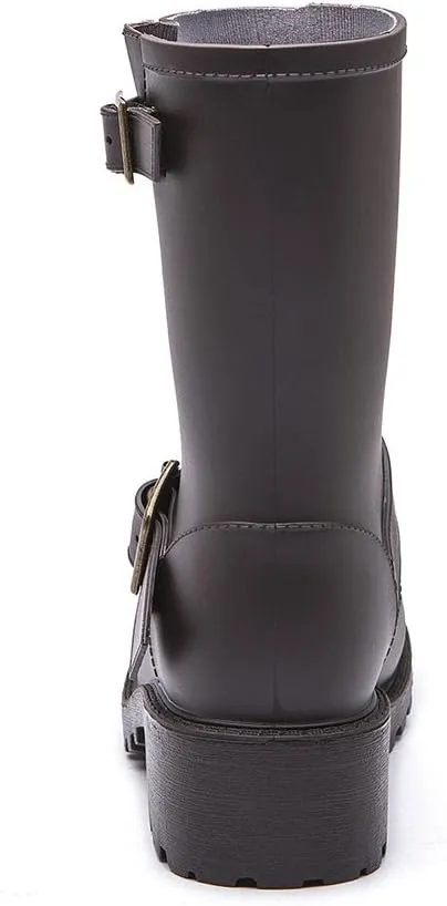 DKSUKO Womens Rain Boots with Elastic Adjust Waterproof -7 Colors-Motorcycle Boots for Girls