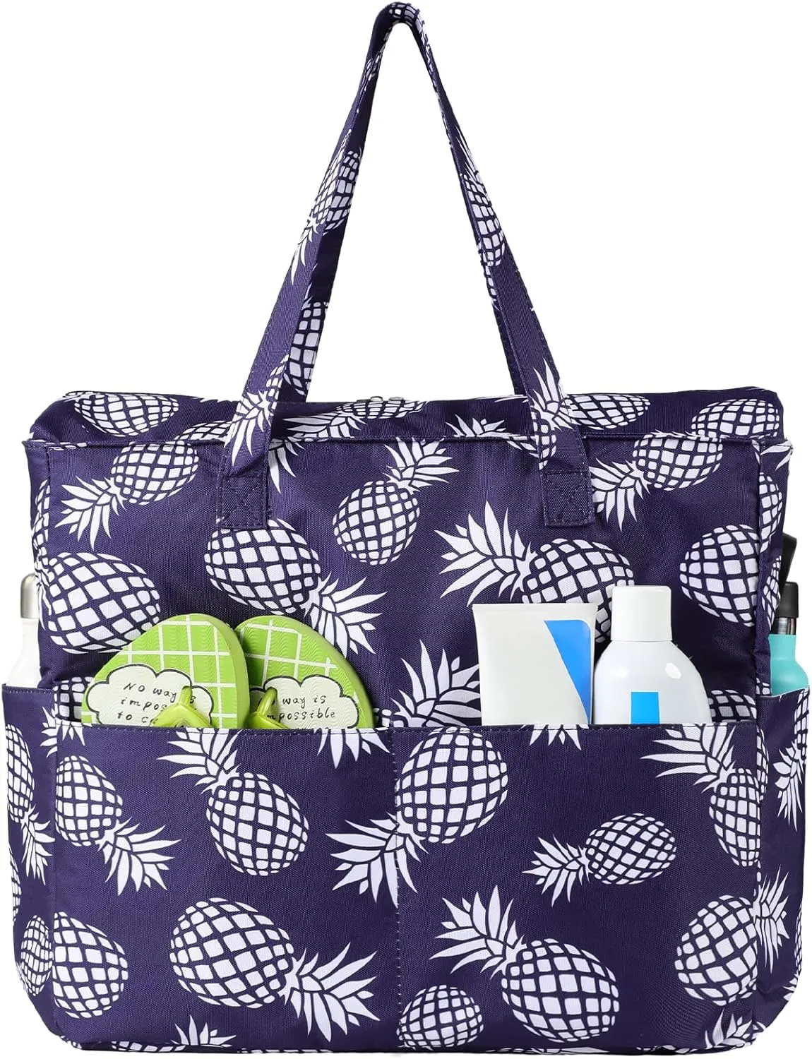 DOFOWORK Beach Bags for Women - Large Beach Bag Tote with Wet Pocket, Waterproof Sandproof with Zipper