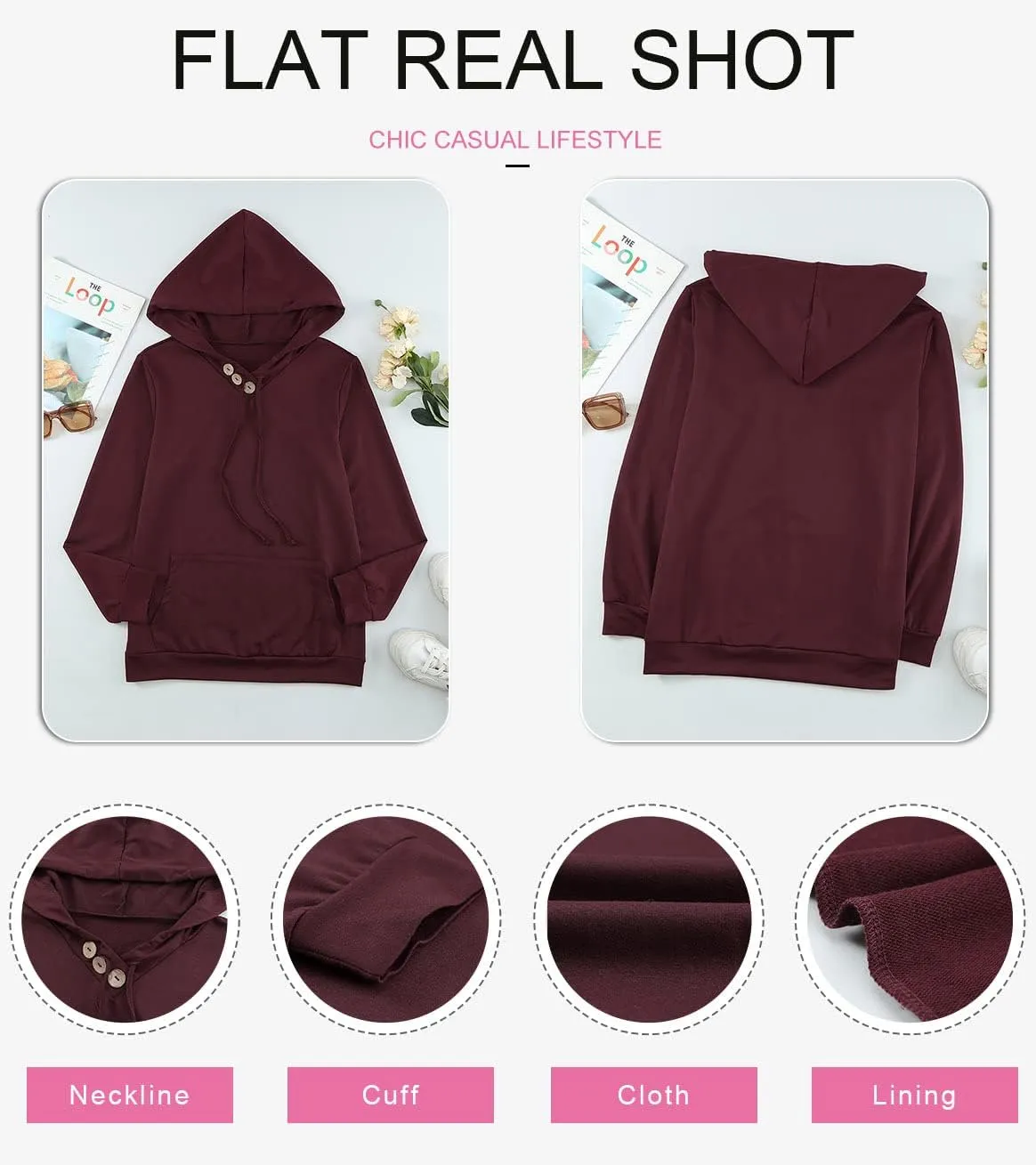 Dokotoo Women's Casual Long Sleeve Hoodies Sweatshirts Drawstring Pullover Tunic Tops With Pockets