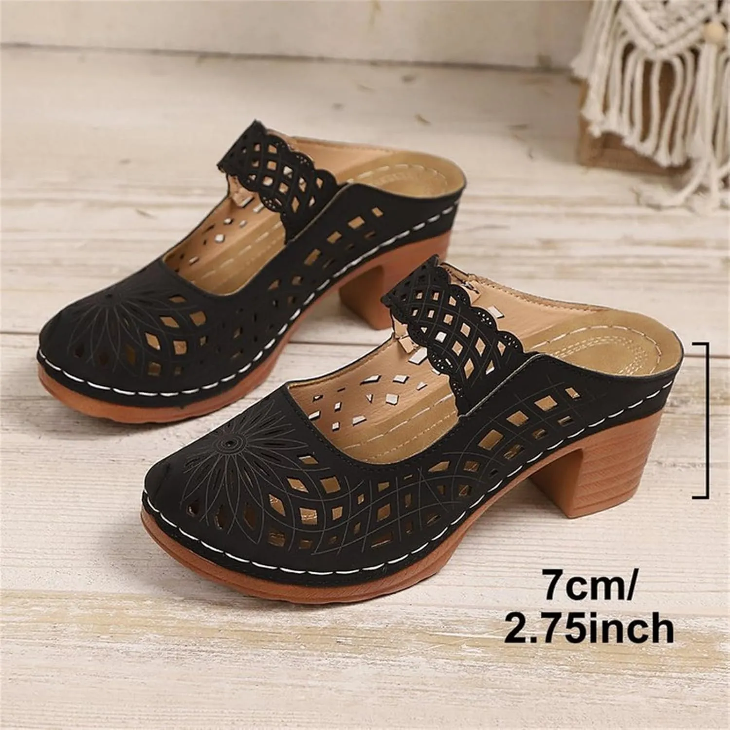 Dress Sandals for Women Dressy High Heel Flower Sandals with Arch Support Beach Cute Hollow Out Slip on Slippers 2025