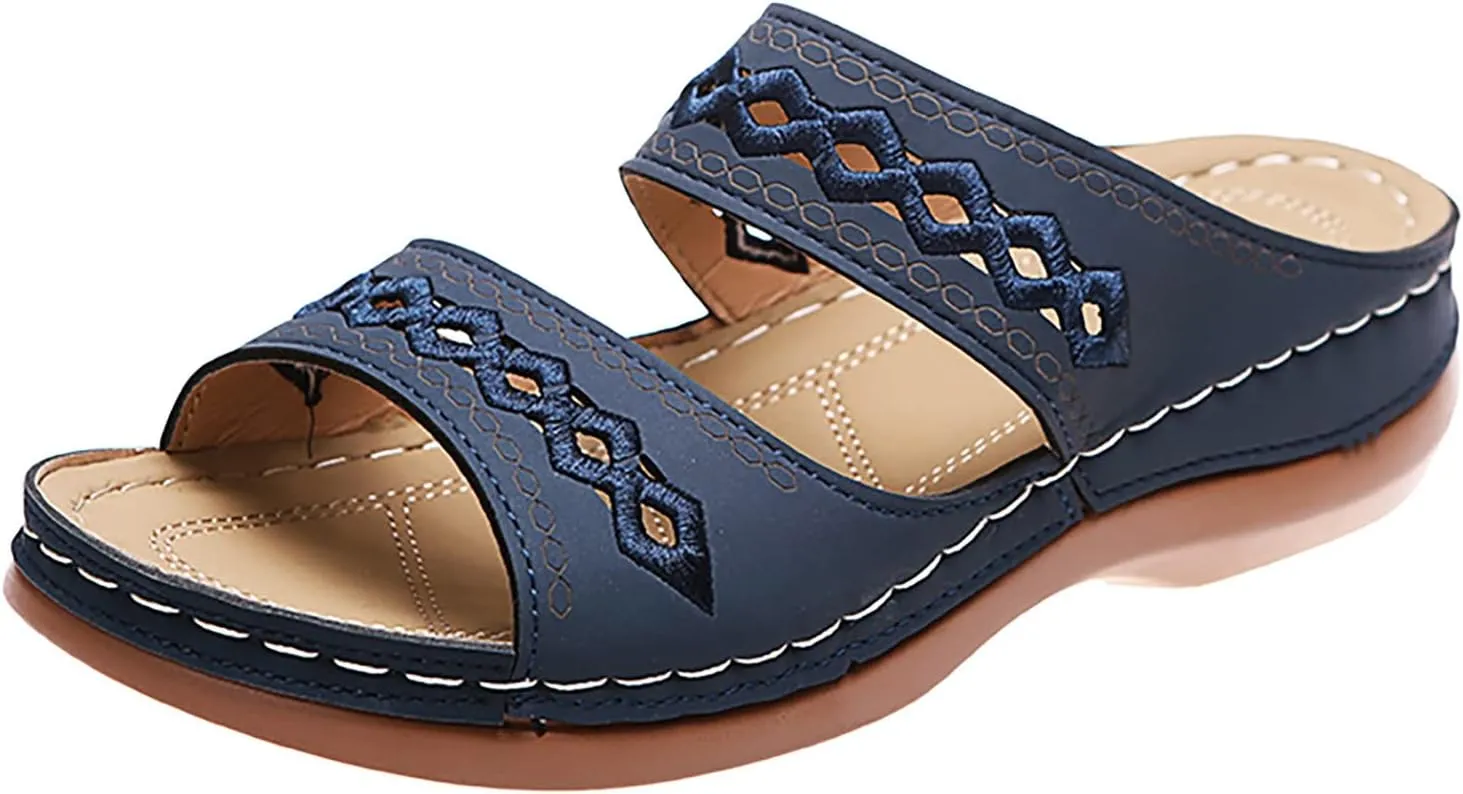 Eduavar Sandals for Women Dressy Summer, Walking Sandals Women Comfort Summer Casual Beach Sandals Slippers with Arch Support