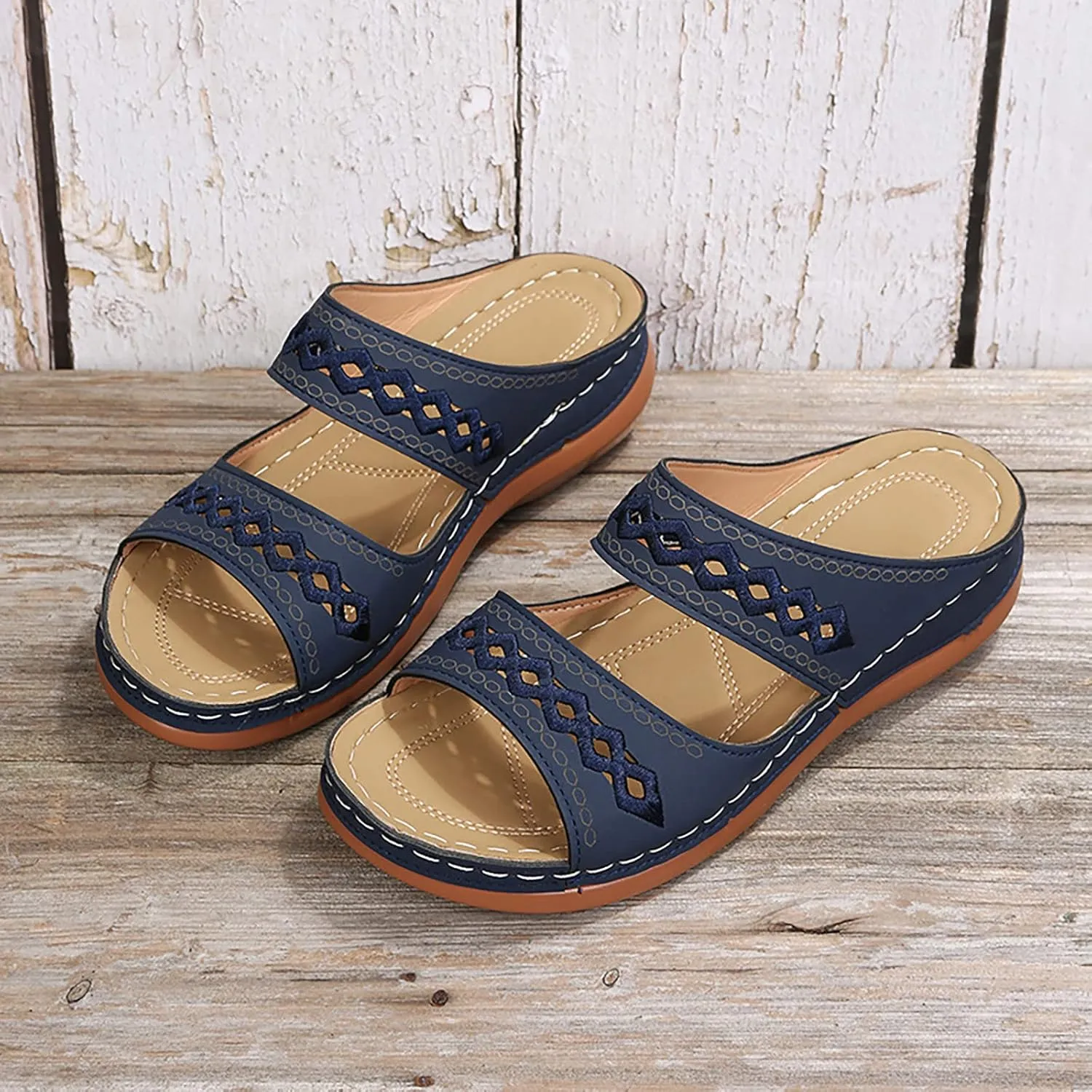 Eduavar Sandals for Women Dressy Summer, Walking Sandals Women Comfort Summer Casual Beach Sandals Slippers with Arch Support