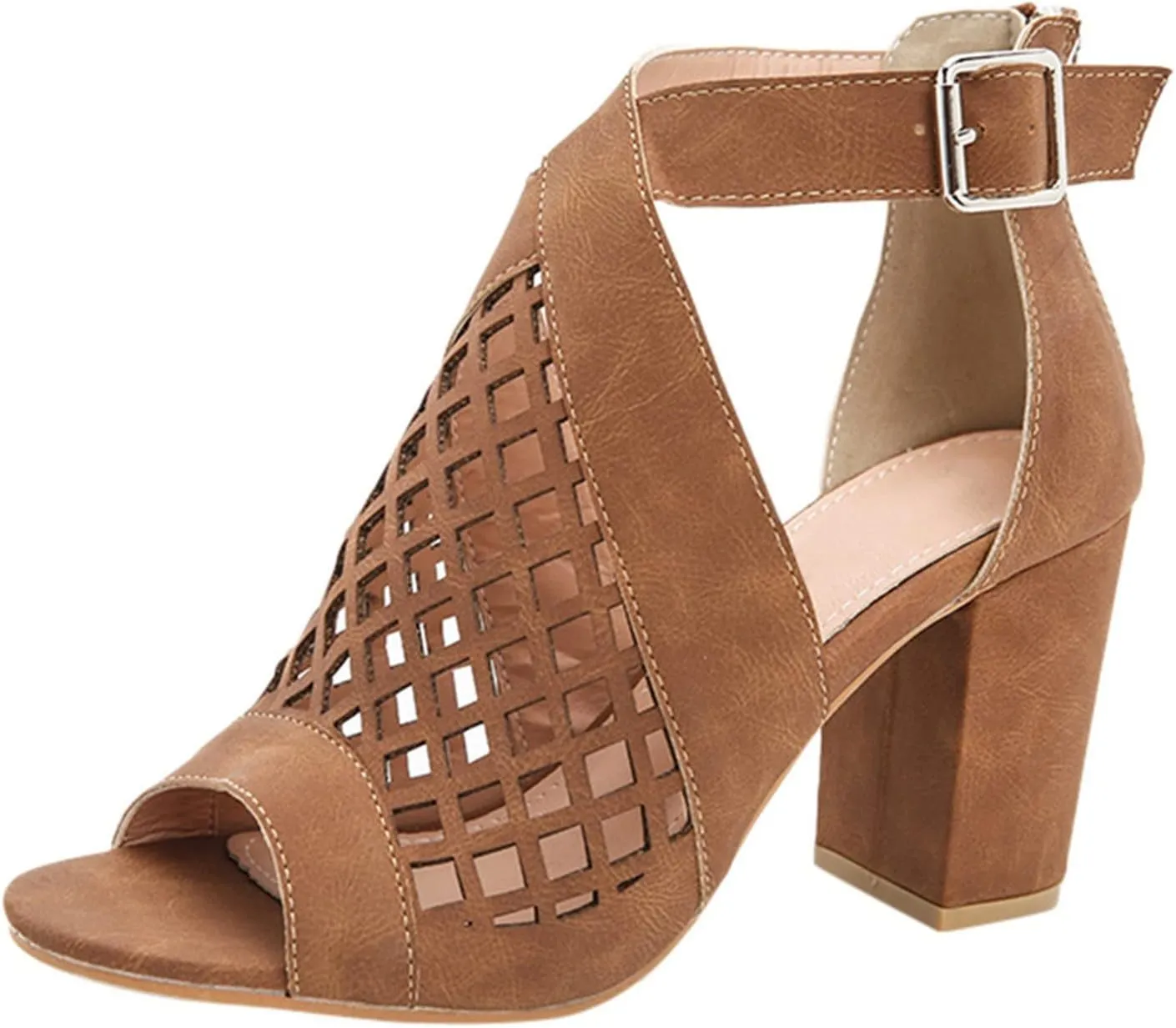 Eduavar Summer Sandals for Women 2023, Orthopedic Sandals for Women Fish Mouth Hollow Out Heel Sandals with Ankle Strap