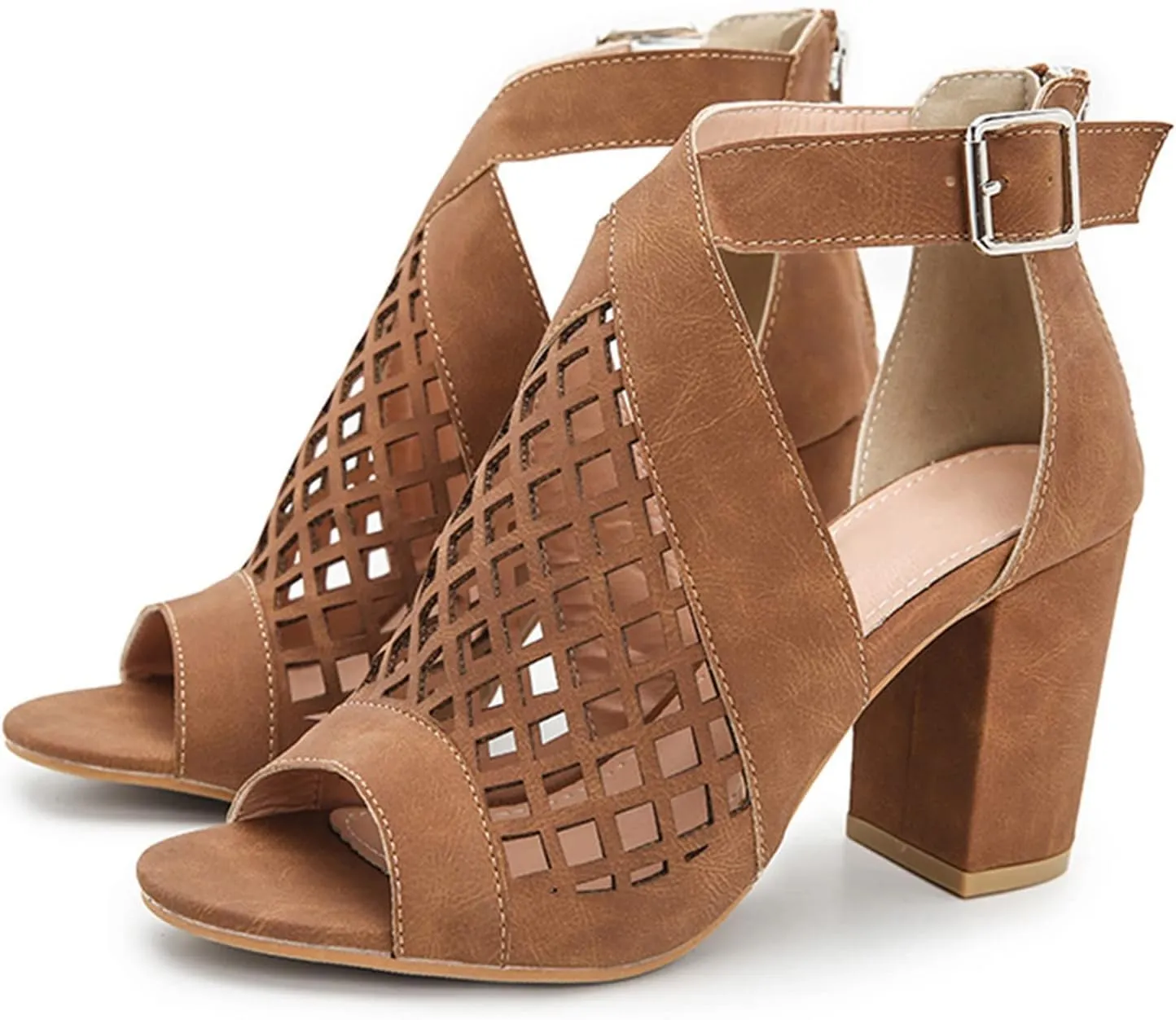 Eduavar Summer Sandals for Women 2023, Orthopedic Sandals for Women Fish Mouth Hollow Out Heel Sandals with Ankle Strap