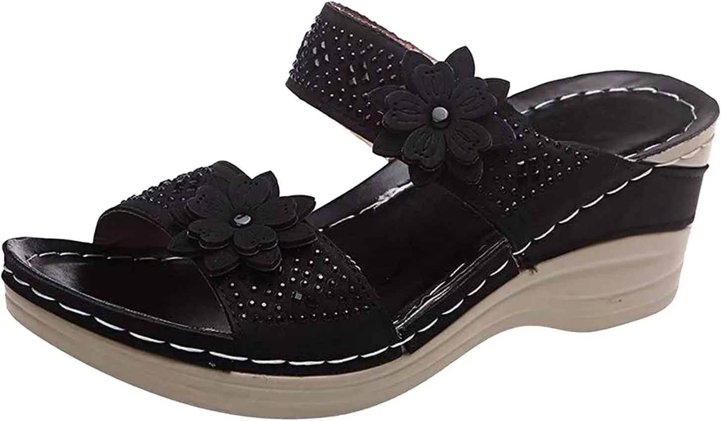 Eduavar Wedge Sandals for Women Dressy, Sandals Women Dressy Comfortable Sandals Open Toe Slip On Walking Sandals Shoes