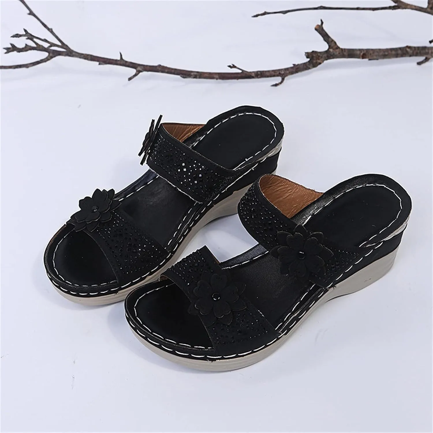 Eduavar Wedge Sandals for Women Dressy, Sandals Women Dressy Comfortable Sandals Open Toe Slip On Walking Sandals Shoes