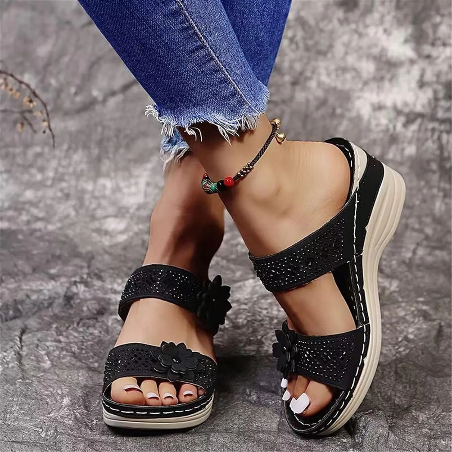 Eduavar Wedge Sandals for Women Dressy, Sandals Women Dressy Comfortable Sandals Open Toe Slip On Walking Sandals Shoes