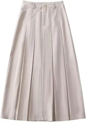 Elegant Office Lady Suit Skirts Autumn Zipper High Waisted Women Pleated Midi Skirt Female Y2K Jupe Grey-BG-XS, X-Small