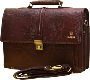 Elfoca 16 Inch Crocodile Genuine Leather Briefcase Laptop Bag For Men - Stylish and Functional, Shoulder Bag, Briefcase Bag, Work Bag Business Travel Office