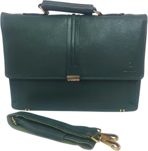 Elfoca 16 Inch Green Genuine Leather Briefcase Laptop Bag for Men - Stylish and Functional, Shoulder bag, Work Bag Business Travel Office