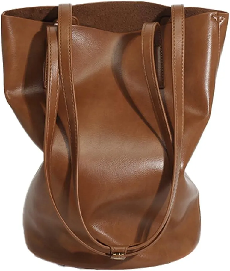 Epsion Bucket Bags for Women Purses and Handbags PU Vegan Leather Tote Bag Shoulder Bag Slouchy Purse