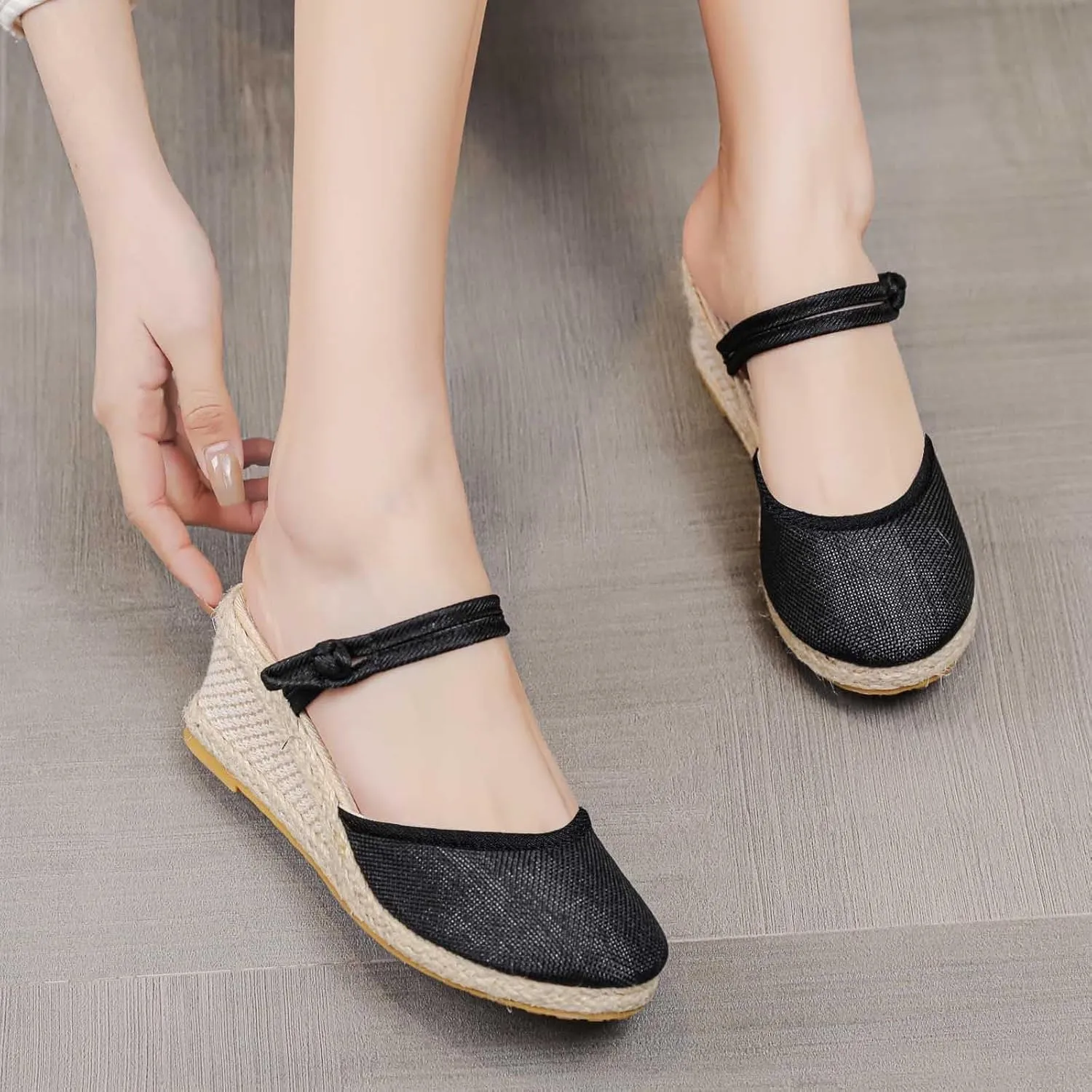 Espadrille Wedge Slippers for Women Closed Toe Slingback Slip On Platform Sandals Summer Casual Lightweight Sandals Womens Dressy Comfortable Shoes