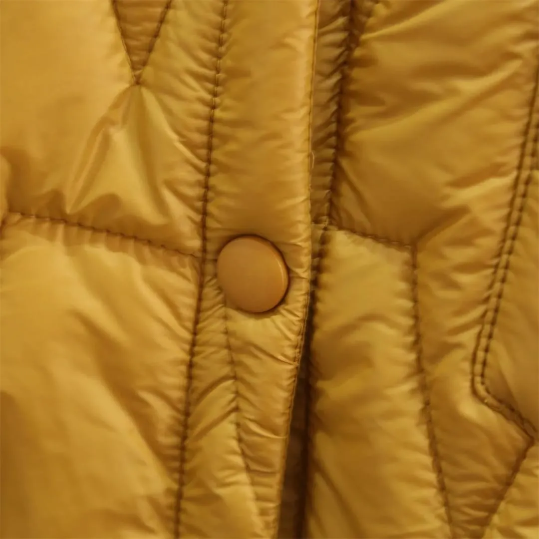 Fall Winter Thin Parka Women's Lapel Geometric Pattern Jacket Simple Warm Cotton-Padded Coat