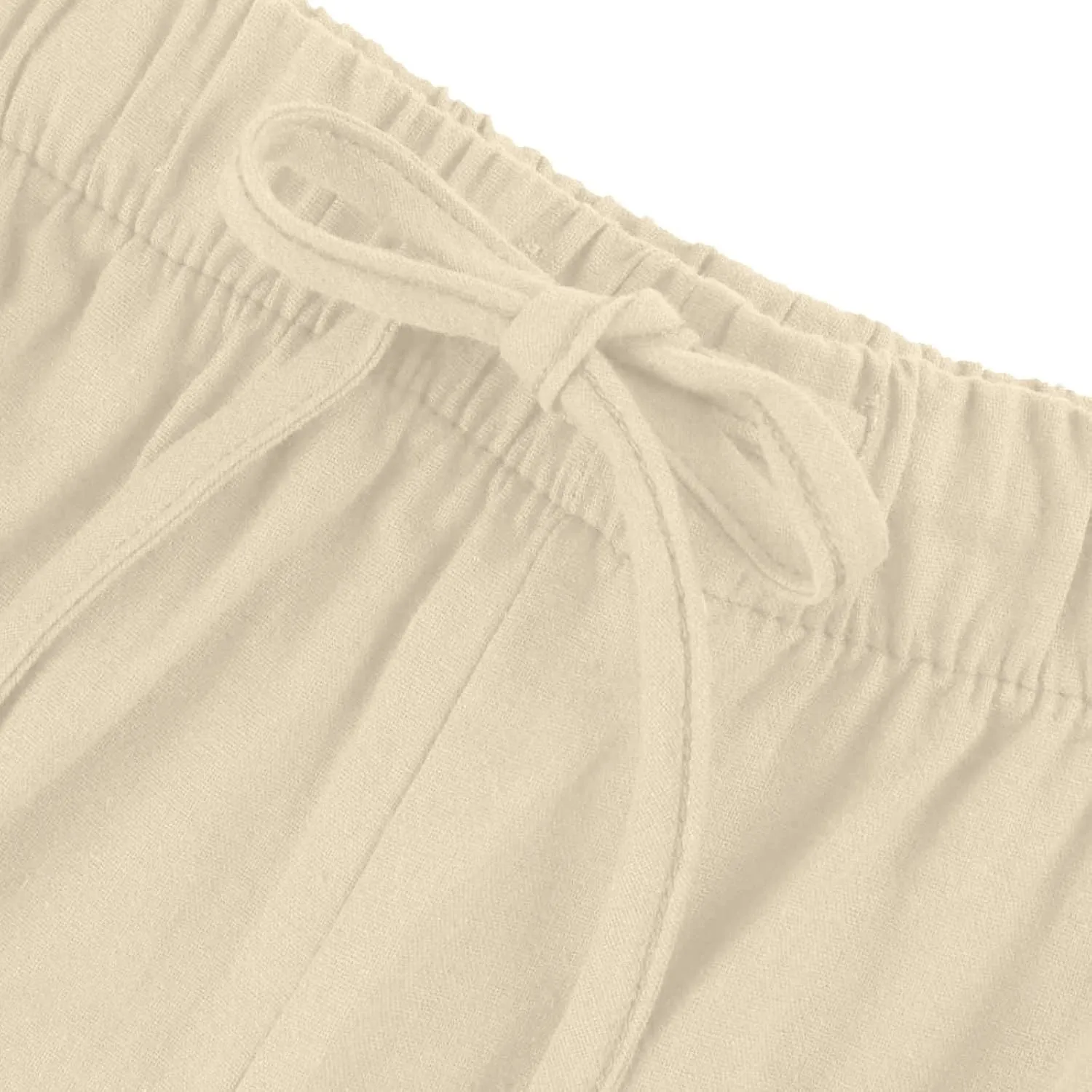 fanmpghleoo Linen Palazzo Pants for Women Casual Wide Leg Linen Pants Summer Drawstring High Waisted Trousers with Pockets