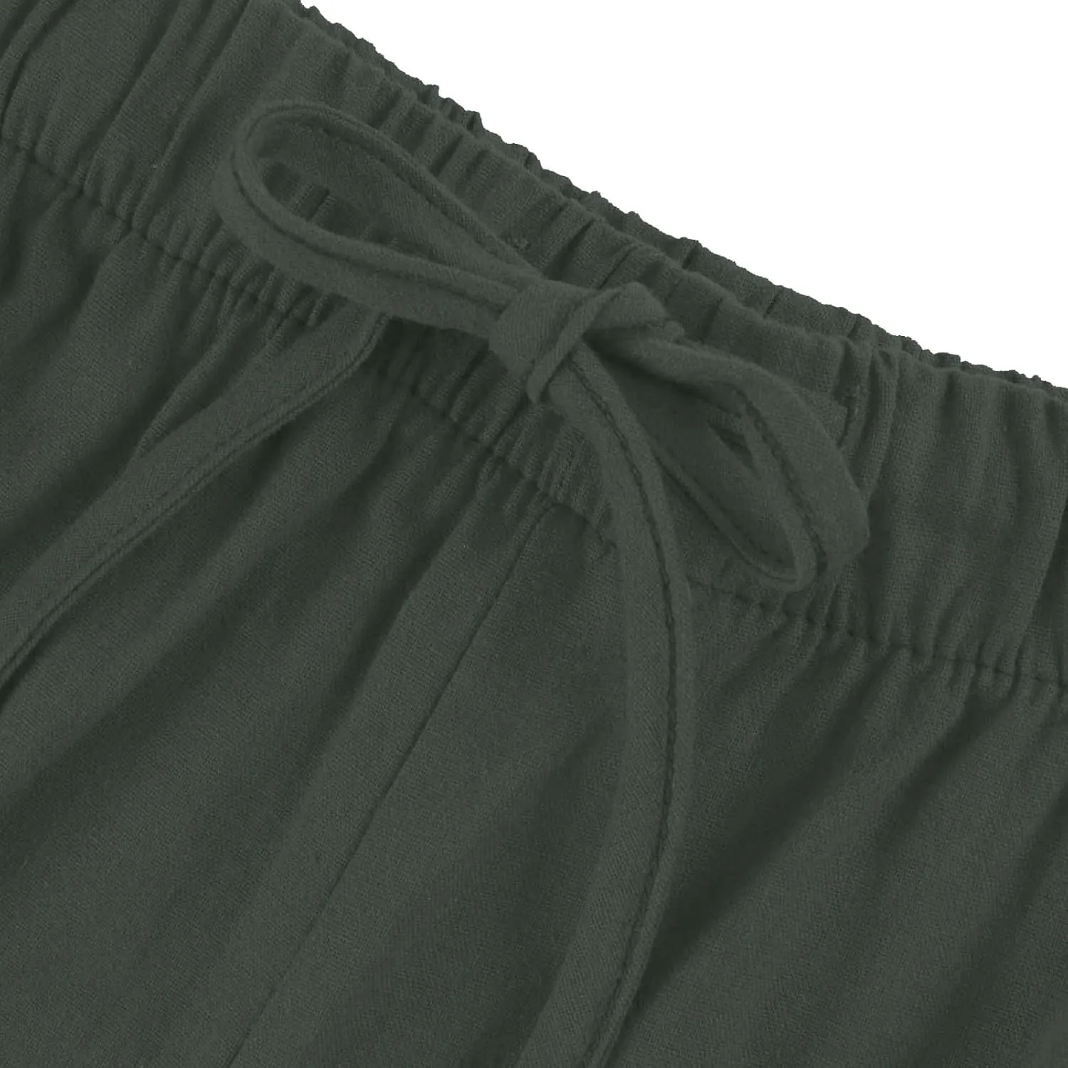 fanmpghleoo Wide Leg Linen Pants for Women Plus Size Palazzo Pants Casual Drawstring Flowy Beach Linen Trousers with Pockets