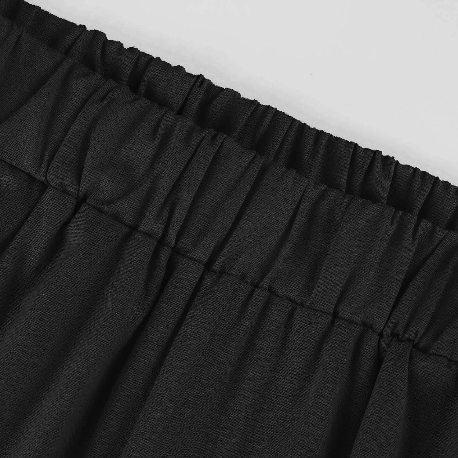 fanmpghleoo Women's Summer Casual Linen Pants Elastic Waist Loose Fit Straight Leg Crop Pants Beach Trousers with Pockets